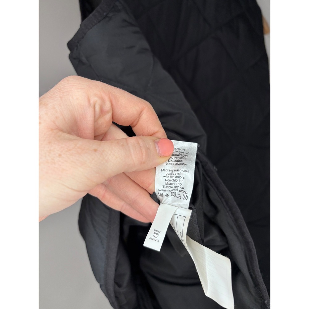 J Crew Mercantile Quilted Puffer Vest Black Gold Zip Womens Medium - Picture 5 of 5